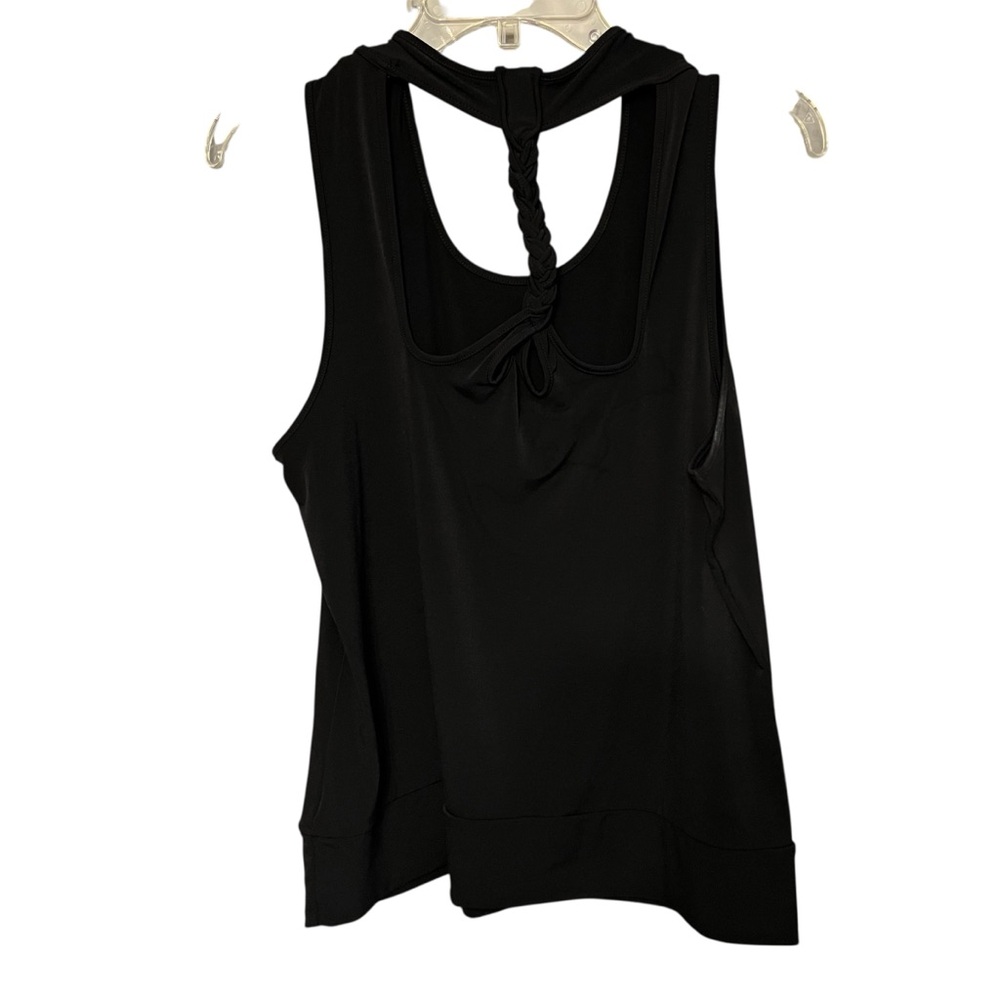 George size XL black sleeveless scoop neck top with back cut out & stretch